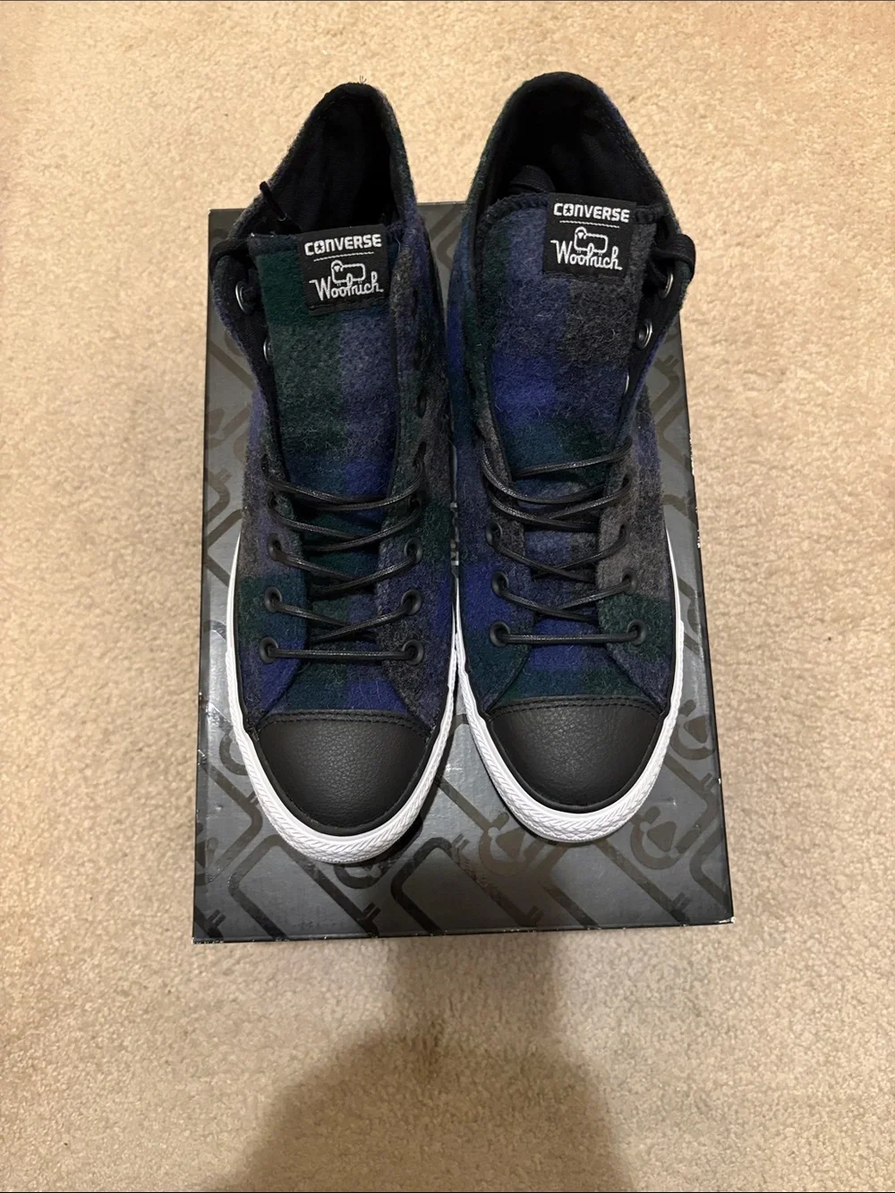 Converse x Woolrich CTAS HI Sneakers, Almost Black/Thunder/White, Men’s 8 - Picture 3 of 6
